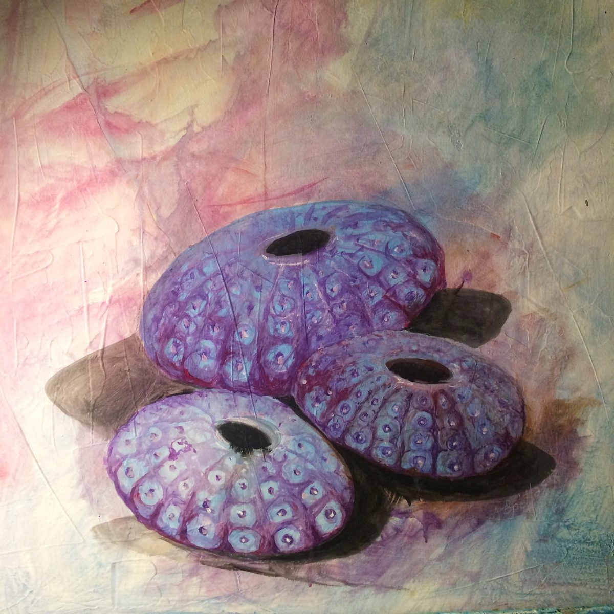 Watercolor of figs on a pastel wash