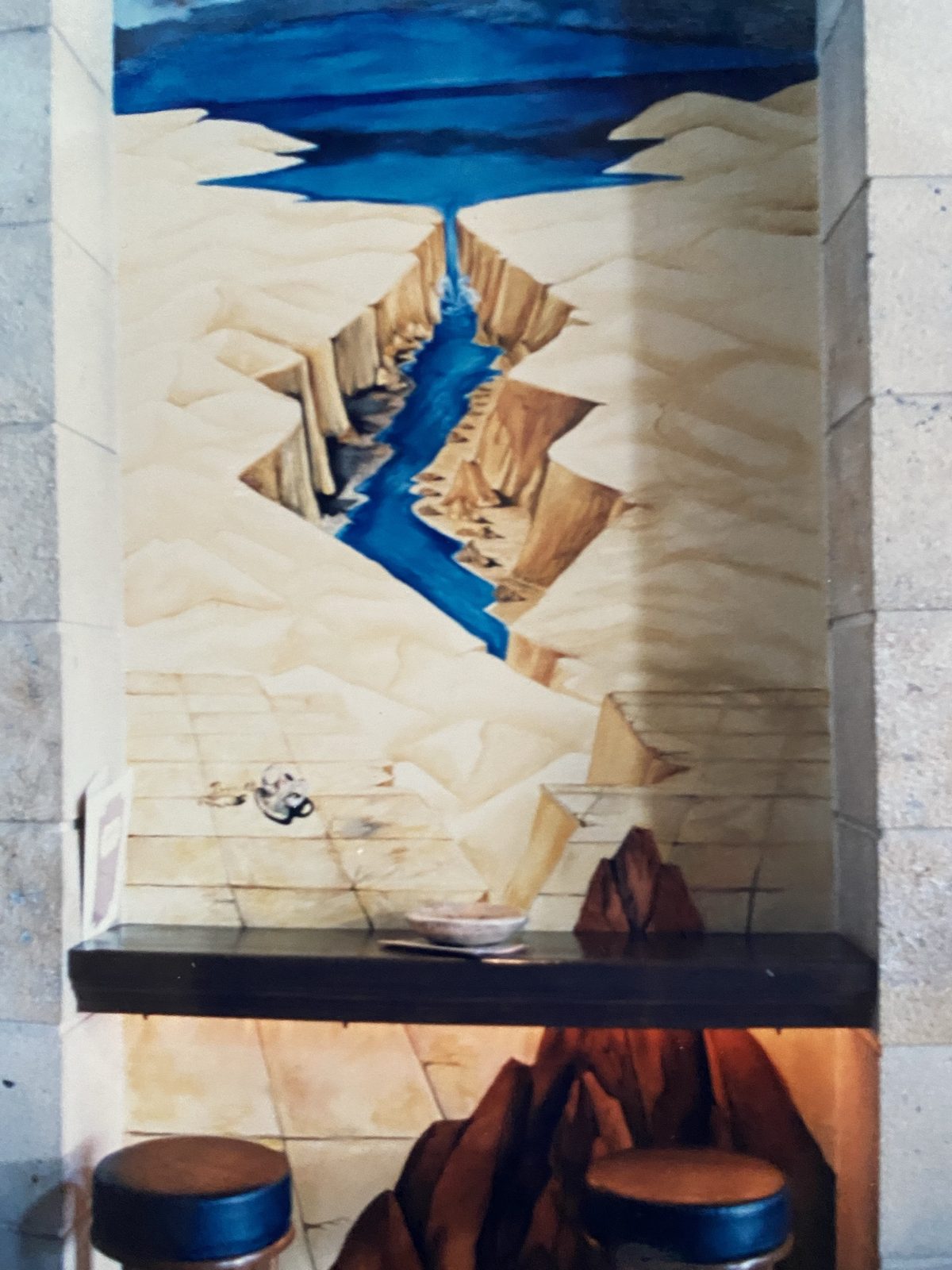 Mural with chairs in the foreground